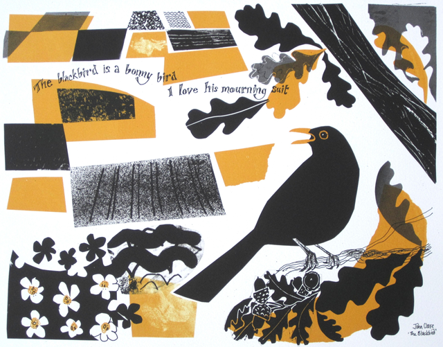 Carry Akroyd's Blackbird features in her Found in the Fields exhibition at Rugby Art Gallery and Museum.