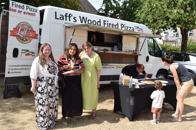 (left to right) Cllr Sarah Feeney, county councillor for Benn Ward, Cllr Maggie O'Rourke, Rugby Borough Council portfolio holder for partnerships, health and wellbeing - and a councillor for Benn Ward, and the Mayor of Rugby, Cllr Nooria Sayani, at the Benn Ward Community Fun Day.