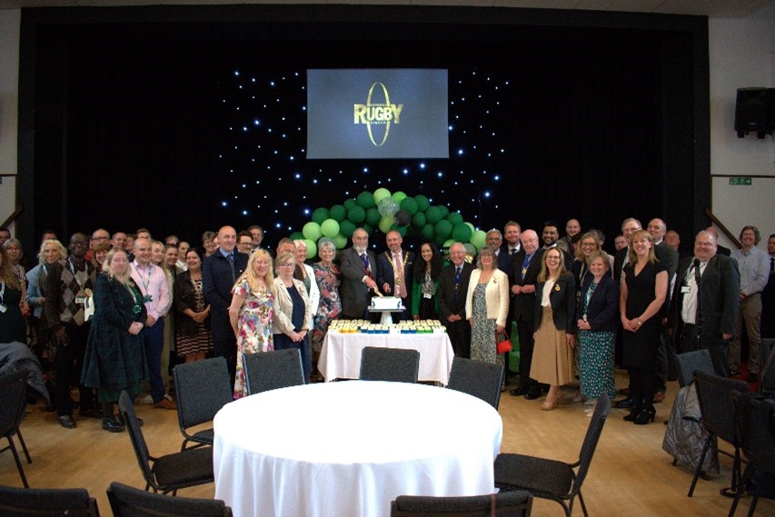 Cake cutting for 50-year anniversary