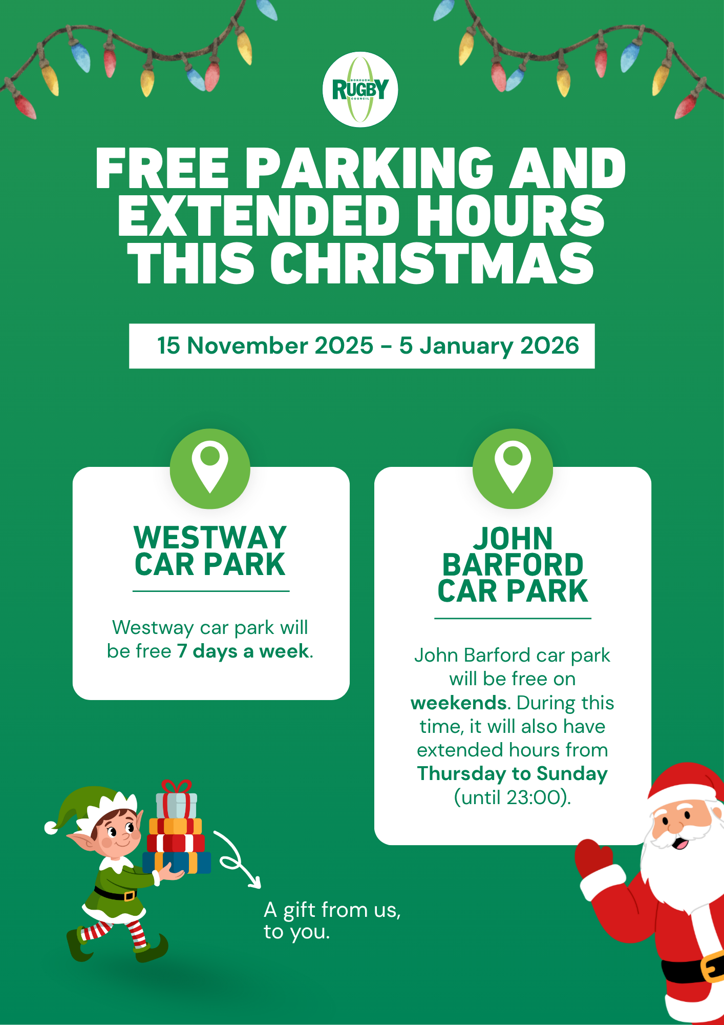 Free parking for Christmas 2025 poster