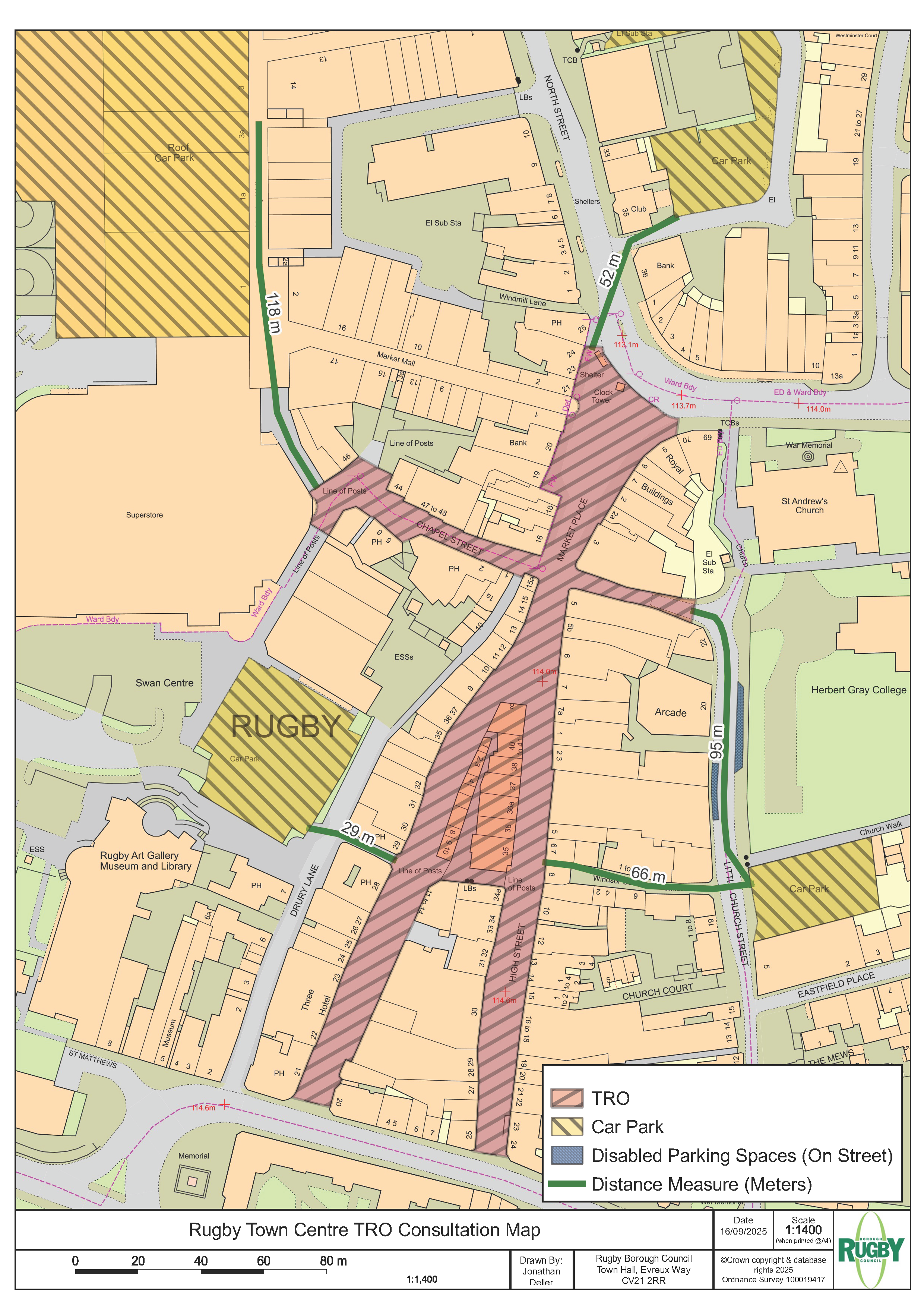 Map showing nearby parking locations
